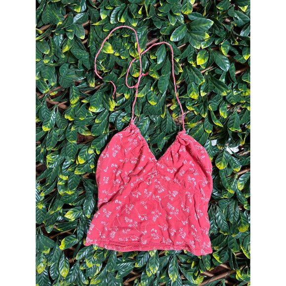 Abercrombie & Fitch Pink Floral String Halter Top Size Medium - Picture 1 of 4